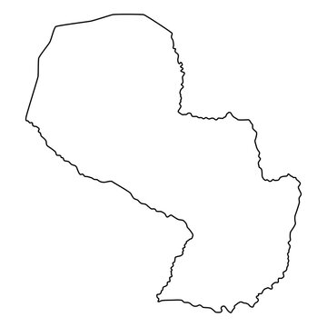 Vector map of Paraguay, a country in South America. Detailed black contour, isolated on white background.