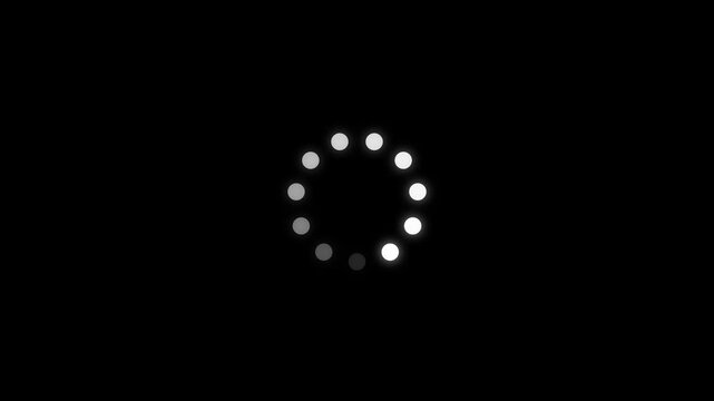 Loading - circle Modern loading animation, circular loading indicator,  white gradient dotted round loading page video design, loading circle icon on black background. 4K video