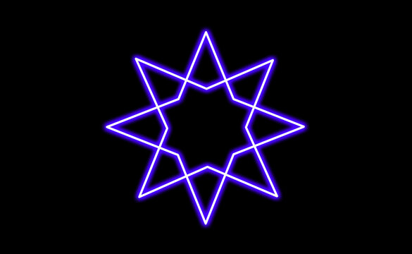 Neon purple eightpointed star symbol