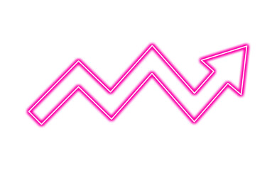 Pink neon zigzag arrow pointing up isolated on transparent background © fatima