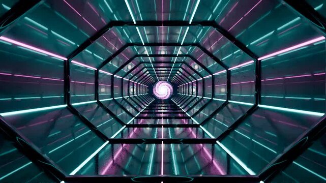 Hyper-Speed Quantum Data Conduit and Interdimensional Portal, Sci-Fi Technology Keynote Motion Background Loop.