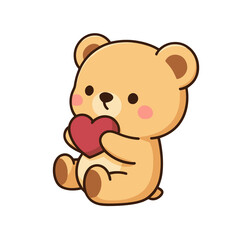 Cute teddy bear holding a red heart © diana