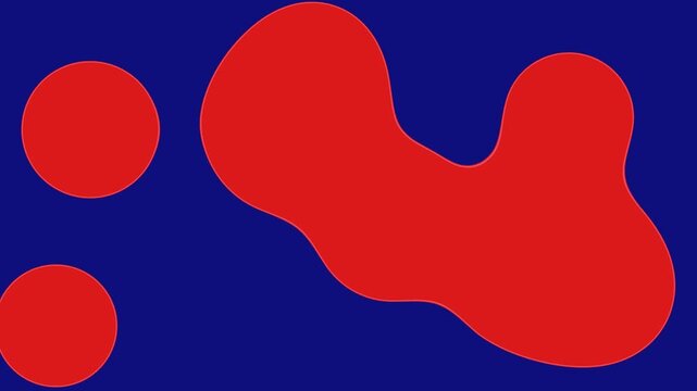 Bold Organic Liquid Shapes Smoothly Flowing Red and Cobalt Blue