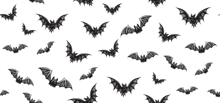Halloween pattern with bat on white