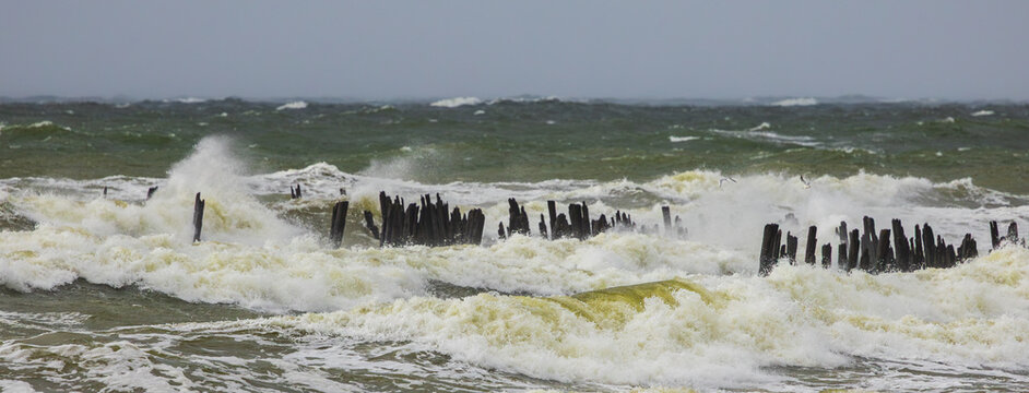 Heavy storm at the beach in Lithuania