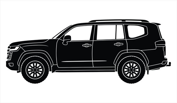 Modern luxury SUV vector graphic silhouette profile