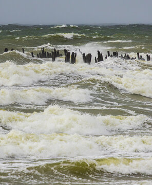 Heavy storm at the beach in Lithuania