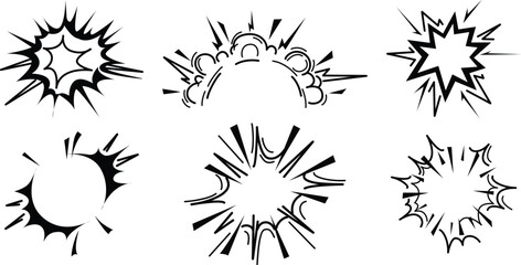 Obraz premium Comic book explosion elements and speech bubbles