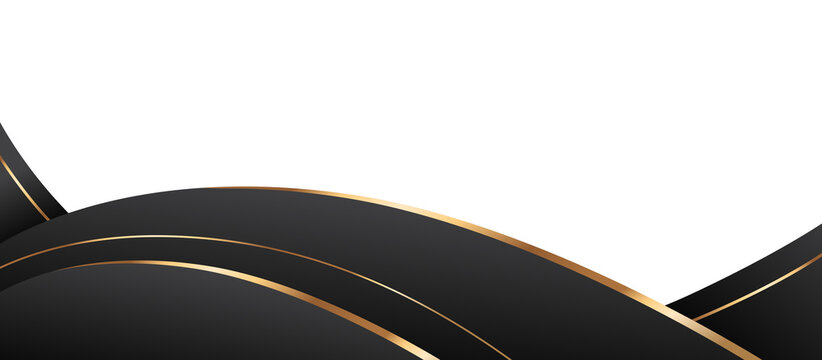 Abstract background design featuring elegant dark wave shapes with luxury gold lines transparent background