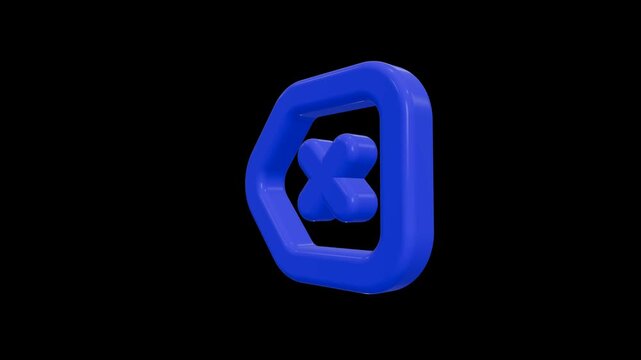 Glossy blue 3D backspace icon for user interface design