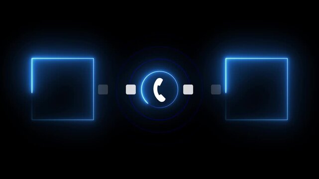 UI elements animation displays a phone icon in target rings. Mobile telecom data routes through these UI elements. Modern user interface control panels use these UI elements.