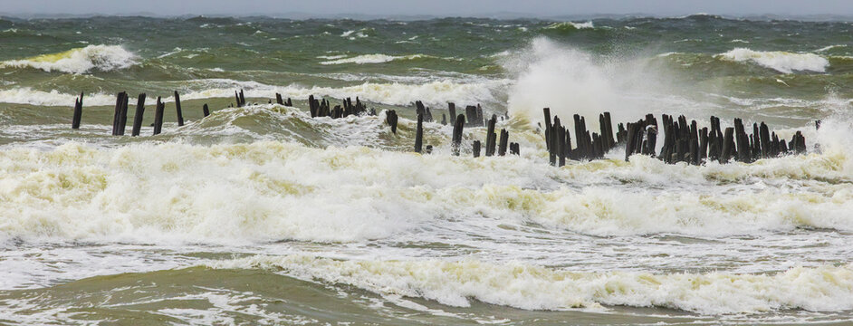 Heavy storm at the beach in Lithuania