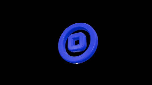 Glossy blue 3D circle and square shape icon