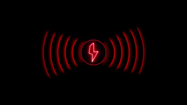 Lightning bolt animation radiates high voltage radio pulses. Power capacity telemetry monitors on this lightning bolt. Rapid device battery charging routes on lightning bolt.