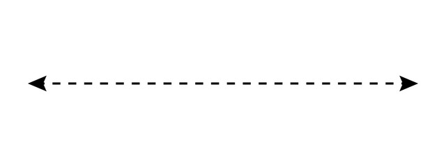 Horizontal double sided arrow line with dashed stroke for dimension and measurement design © Md