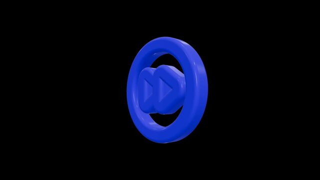 Glossy blue 3D fast forward button symbol