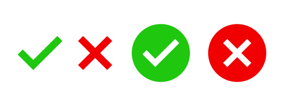 Green check mark and red cross sign icons for correct and incorrect choice selection