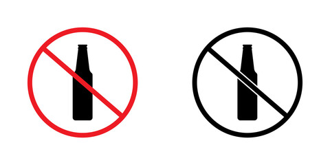 No alcohol allowed sign icon with a bottle inside a circle with a cross line © Md