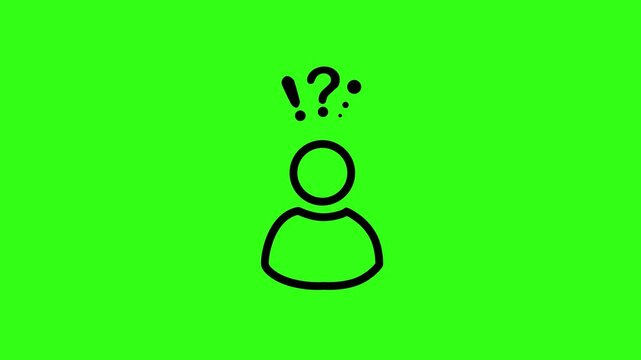 User silhouette with question mark - video. FAQ. Question Mark Loop Animation. User Identity Unknown Person Symbol Isolated On Black Background. 