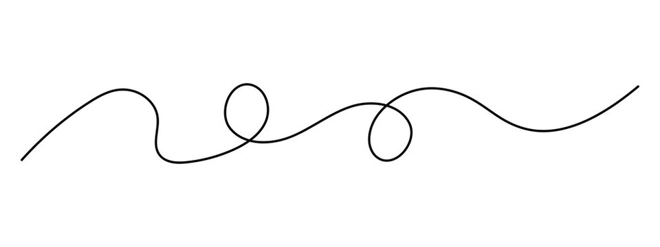 Continuous black ink line drawing with abstract loops and curves