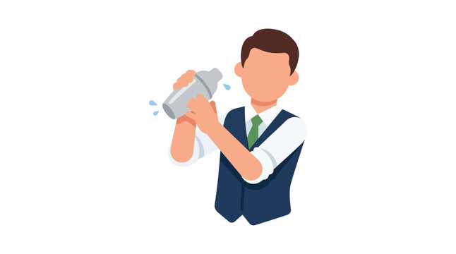 Bartender shaking a cocktail in a flat vector illustration