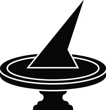 Black silhouette of a classic sundial on a pedestal