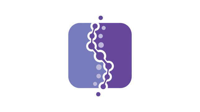 Purple spine logo design featuring glowing nodes and curves inside rounded square shape