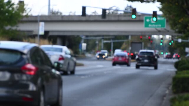 Traffic on a weekday afternoon in Covington, Washington Intentionally out of Focus