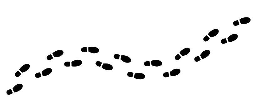 Human Footprints on Transparent Background. Human Traces, Track, Shoe, Tracking, Sole and Shoeprints. Vector Illustration.