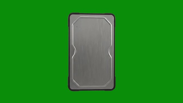 Rotating 3D Computer SSD Storage Drive on Green Screen