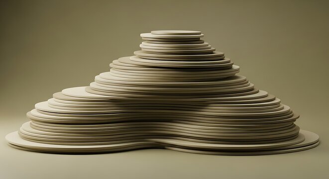 Stack of metal coins pyramid display