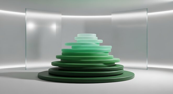 Modern green abstract pyramid stack