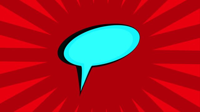 Comic speech bubble with red sunburst background for graphic design