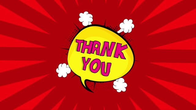 Comic book speech bubble with explosion effect on a red sunburst background