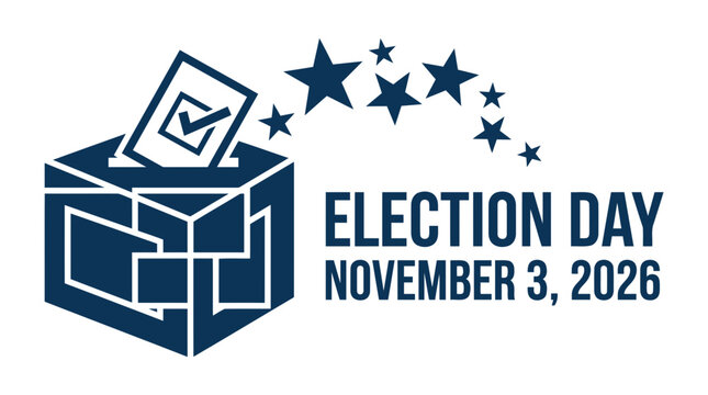 Vector illustration of ballot box for election day november 3 2026 with politics