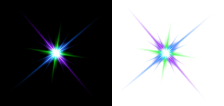 Vibrant starburst light effects a comparative study of black and white backgrounds