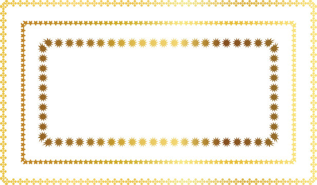 Set of three golden decorative frames with geometric patterns for design and certificates