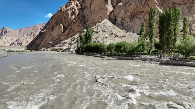 aeriaw vie of Indus river in Ladakh ,India