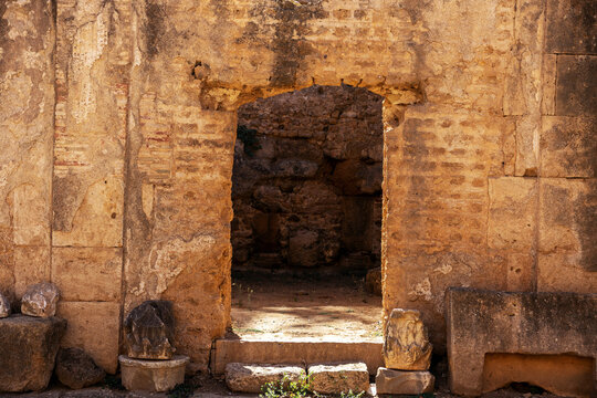 Arched doorway in the Roman ruins of ancient Caesarea at Cherchell