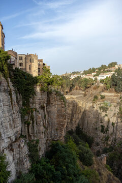 Houses Perched on the Limestone Clifftop Above the Rhumel Gorge in Constantine