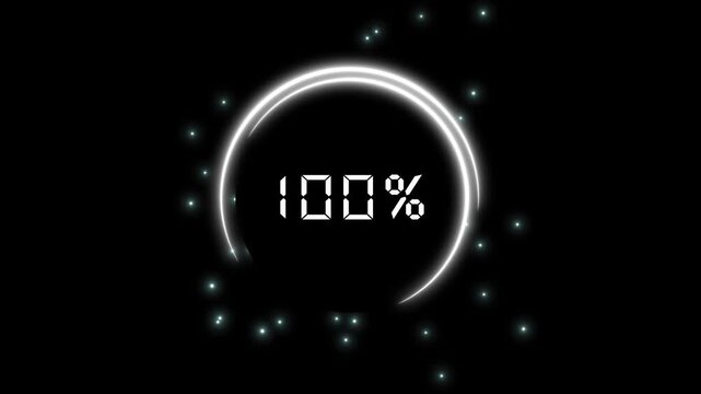 Loading indicator animation displays fifty nine percent completion. Software buffering telemetry updates on loading indicator. Digital waiting progress runs on it.