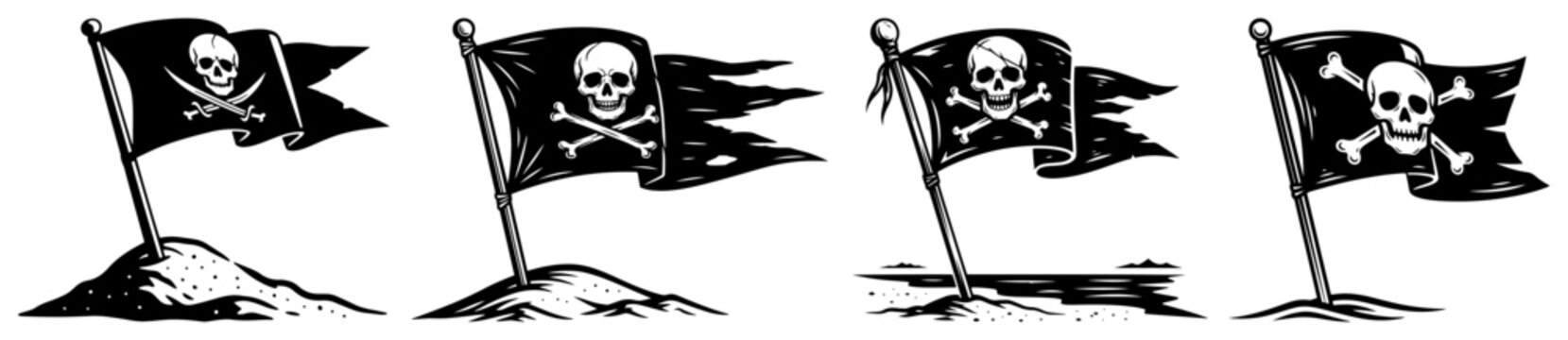 Pirate Skull Flag Vintage Illustration Collection