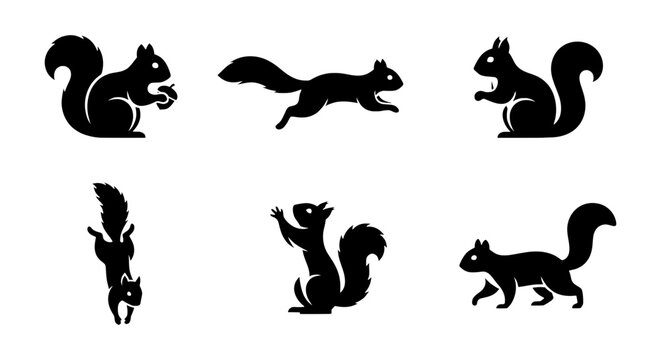 Several squirrels are depicted in various active poses, showcasing their playful nature and agility.
