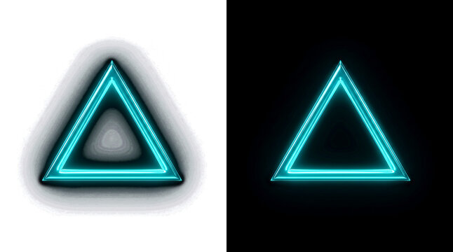 Glowing cyan triangle graphic design with gradient light effect isolated on transparent background transparent background