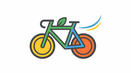 Obraz premium Colorful stylized bicycle with rainbow trail