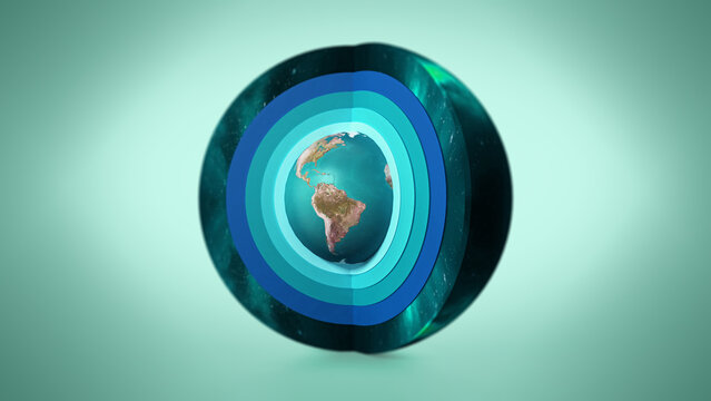 Earth levels of atmosphere diagram. 3D illustration