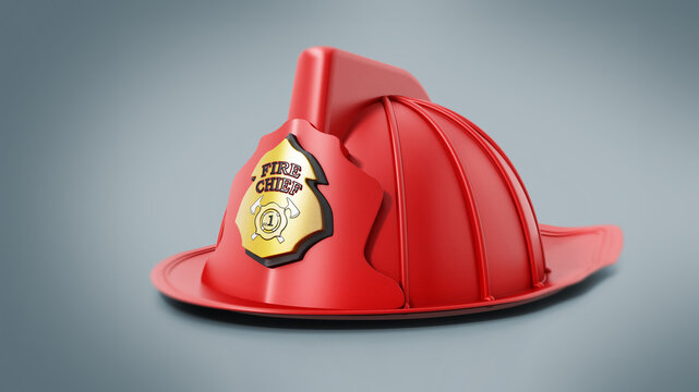 Fireman hat isolated on gray background. 3D illustration