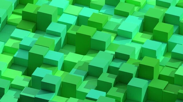 Green cube grid isometric 3D animation seamless loop