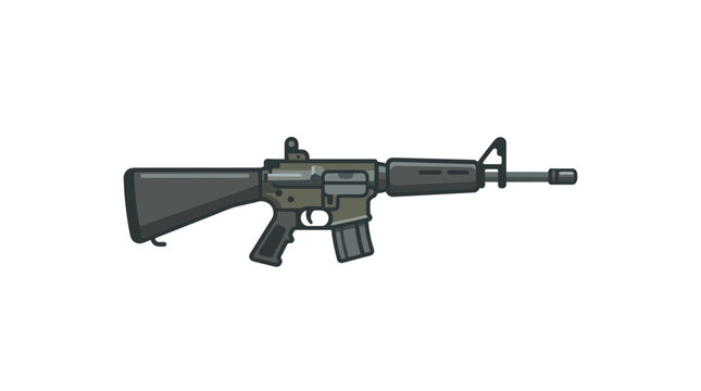 Tactical Assault Rifle Vector Illustration for Military and Gaming Concept Designs