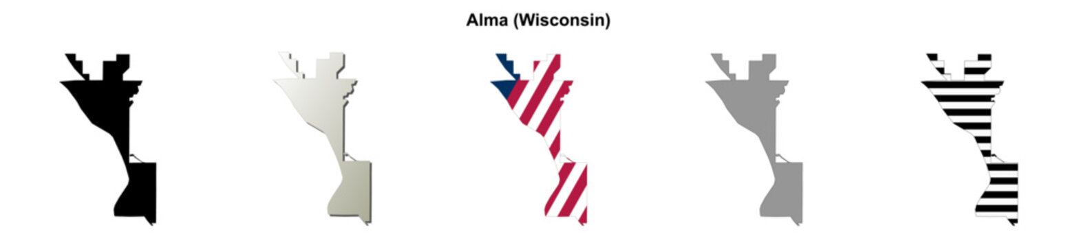 Alma (Wisconsin) blank outline map set